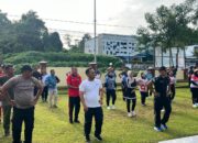 Satgas Pamtas RI-Malaysia Yonarmed 16/TK Hadiri Senam Bersama di Polsek Perbatasan