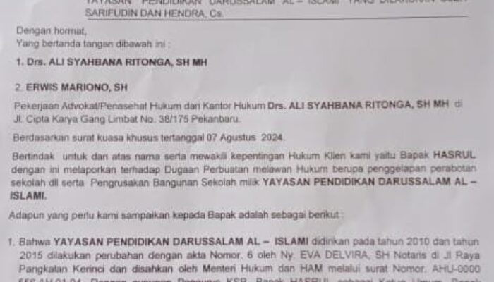 Oknum Kepala Sekolah dan Kades Dilaporkan ke Polres Pelalawan