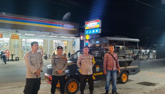 Cegah  3C, Personel Polsek Marbau Gelar Patroli Blue Light
