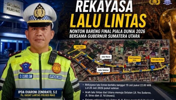 Rekayasa Lalulintas Saat Nobar Final Piala Dunia Bersama Gubernur Sumut di Alun-alun kota Gunungsitoli