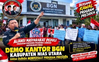Aliansi Masyarakat Peduli Program Presiden Prabowo-Gibran Kepulauan Nias Demo Korwil BGN Nias Utara
