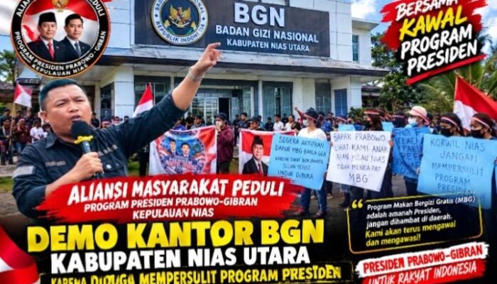 Aliansi Masyarakat Peduli Program Presiden Prabowo-Gibran Kepulauan Nias Demo Korwil BGN Nias Utara